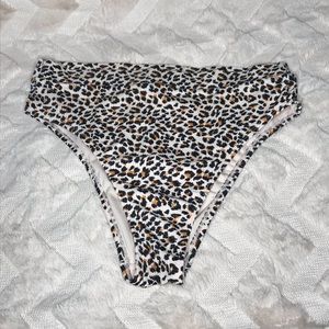 Animal print high waisted swim bottoms